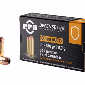 PPU Defense 10mm Auto Ammo 180 Grain Jacketed Hollow Point