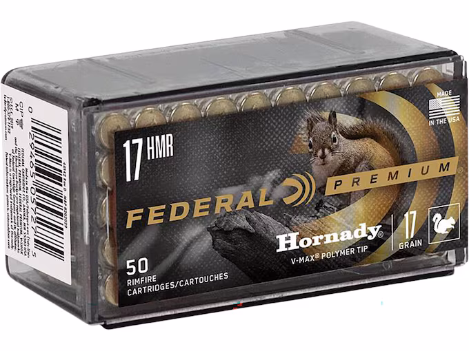Federal Premium V-Shok 17 Hornady Magnum Rimfire (HMR) Ammo 17 Grain Polymer Tip