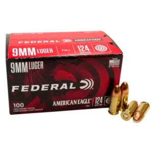 Federal American Eagle 9mm Luger Ammo 124 Grain Full Metal Jacket AE9AP100