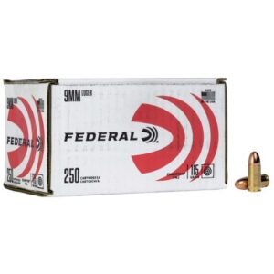 Federal Champion 9mm 115gr FMJ Ammo 250rd Boxes- C9115A250